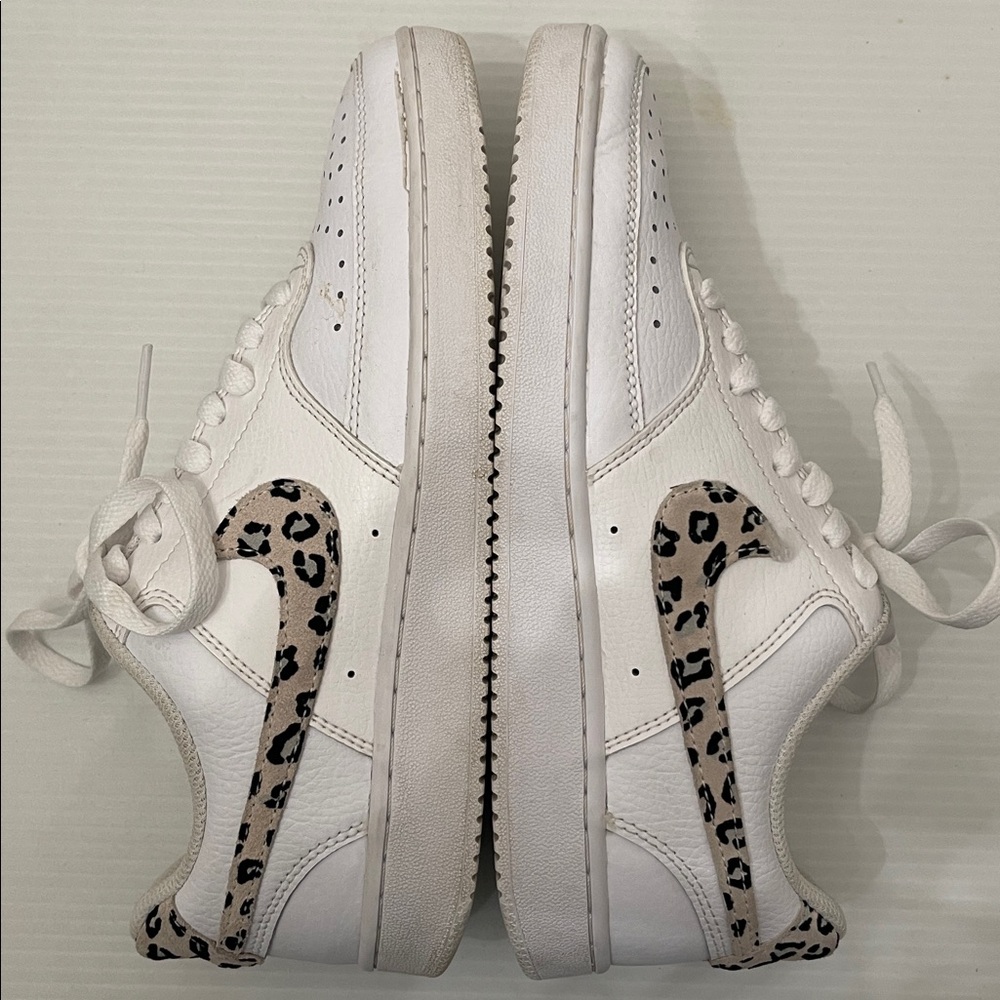 NIKE COURT VISION LOW LEOPARD SWOOSH LEATHER SNEAKERS WOMENS SIZE 8 - Picture 12 of 13
